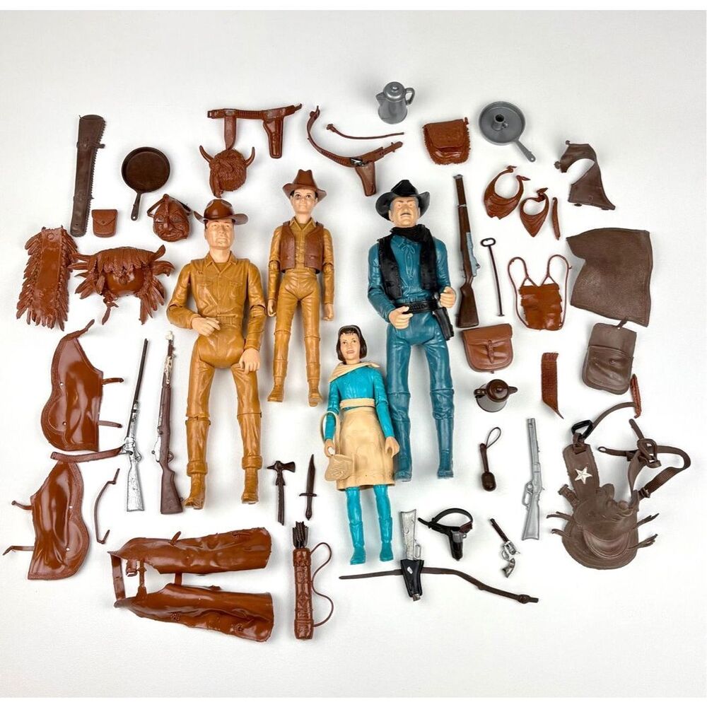 Vtg 1960s Louis Marx Johnny West Josie Jamie Sheriff Garrett & Accessories Lot E